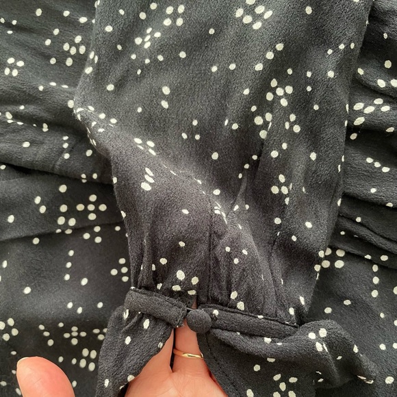 Privacy Please Revolve wrap black polka dots long sleeve mini dress, size S boho - Picture 12 of 15